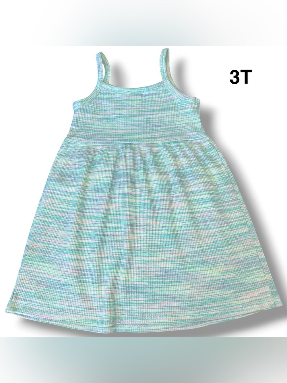 Old Navy Pastel Mint, Blue & Lavender Striped Ribbed Tank Dress